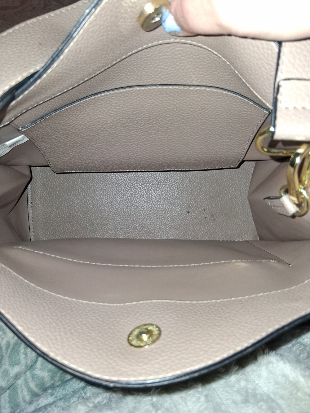 Steve Madden Taupe Pebbled Leather Tote Bag - Picture 3 of 4